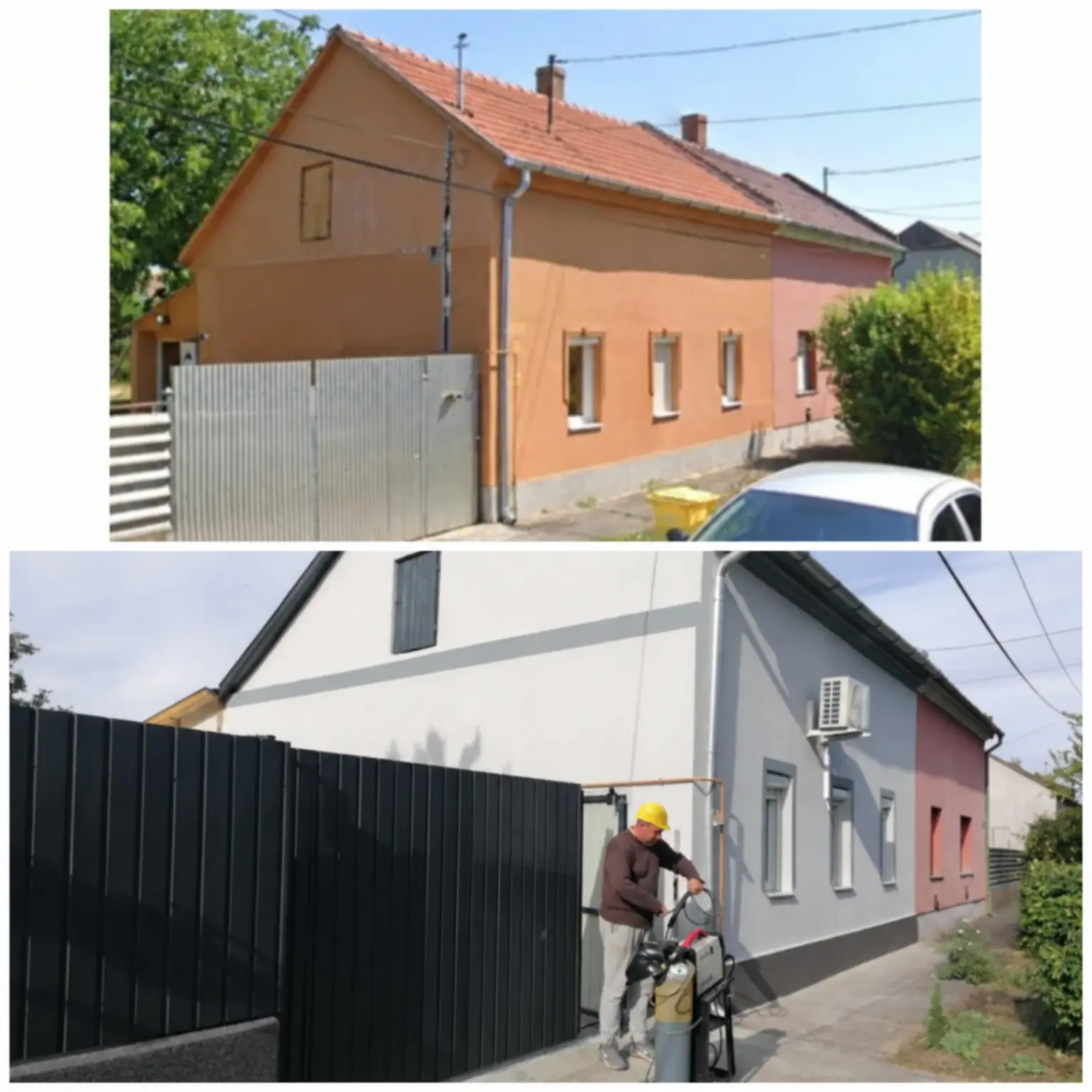 Homlokzati szigetelés előtte és utána